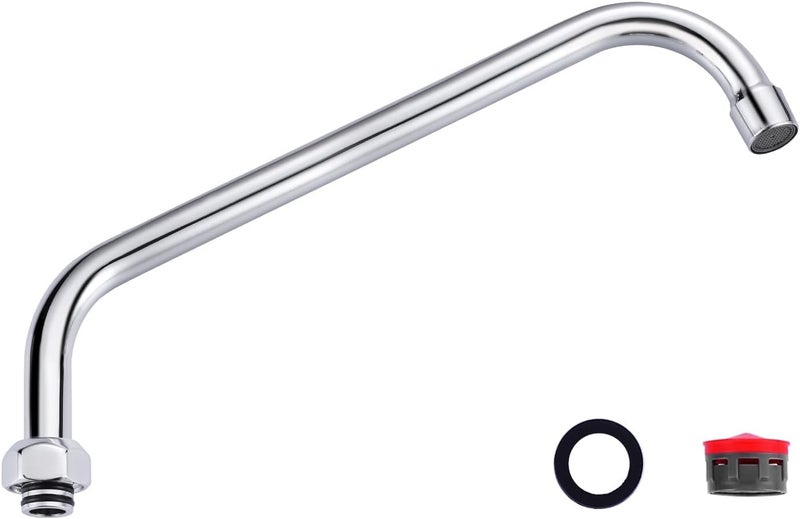 IVIGA G3/4 Internal Thread Commercial Faucet Swivel Spout Replacement: 12“ Add-on Swing Nozzle Spout - Chrome Polished Spout Replacement Part For Commercial Kitchen Sink Faucet - 1.8gpm/ 2.2gpm Aerator - Image 1